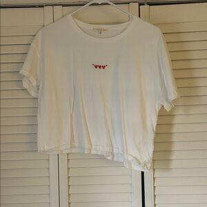 Copper Key White Tee with Red Heart Accents